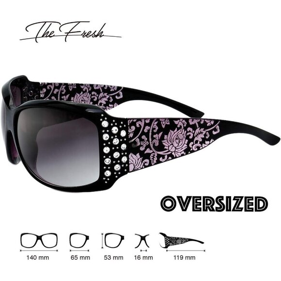 Women Rhinestone Sunglasses UV400 Protection Gradient Lenses Gift Box - Picture 3 of 6